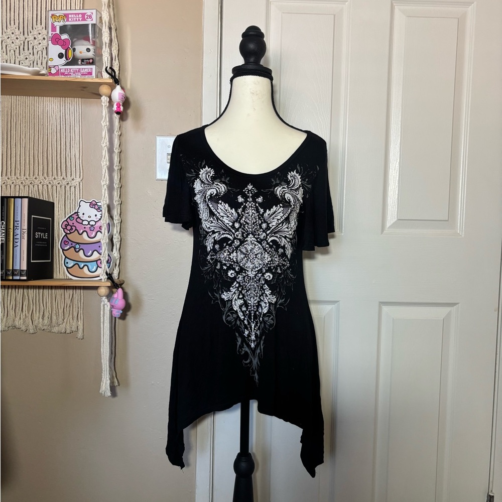 Vocal Black Top with Leopard Pattern